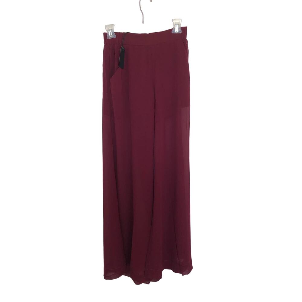 Uniq Merlot High Waisted Wide Leg Pallazo Pants - S